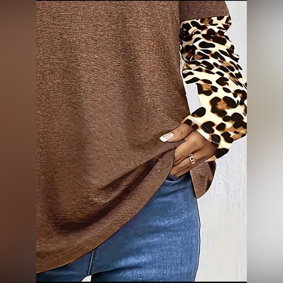 661 ❤️ 1X Plus Size Women's Leopard Print Raglan Sleeve Top Shirt - Picture 4 of 7